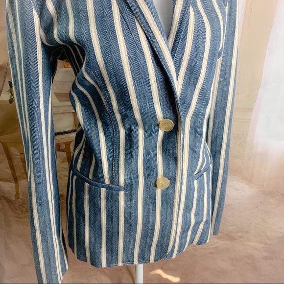 Lafayette 148 New York Briallen Sonoran-Striped Two-Button Cotton Blazer - Picture 7 of 13